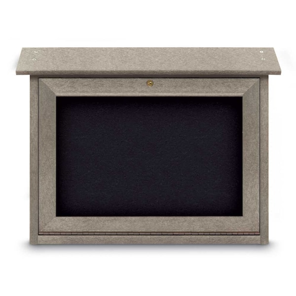 Outdoor Enclosed Combo Board, 48"x36", Black Frame/Grey & Surf
